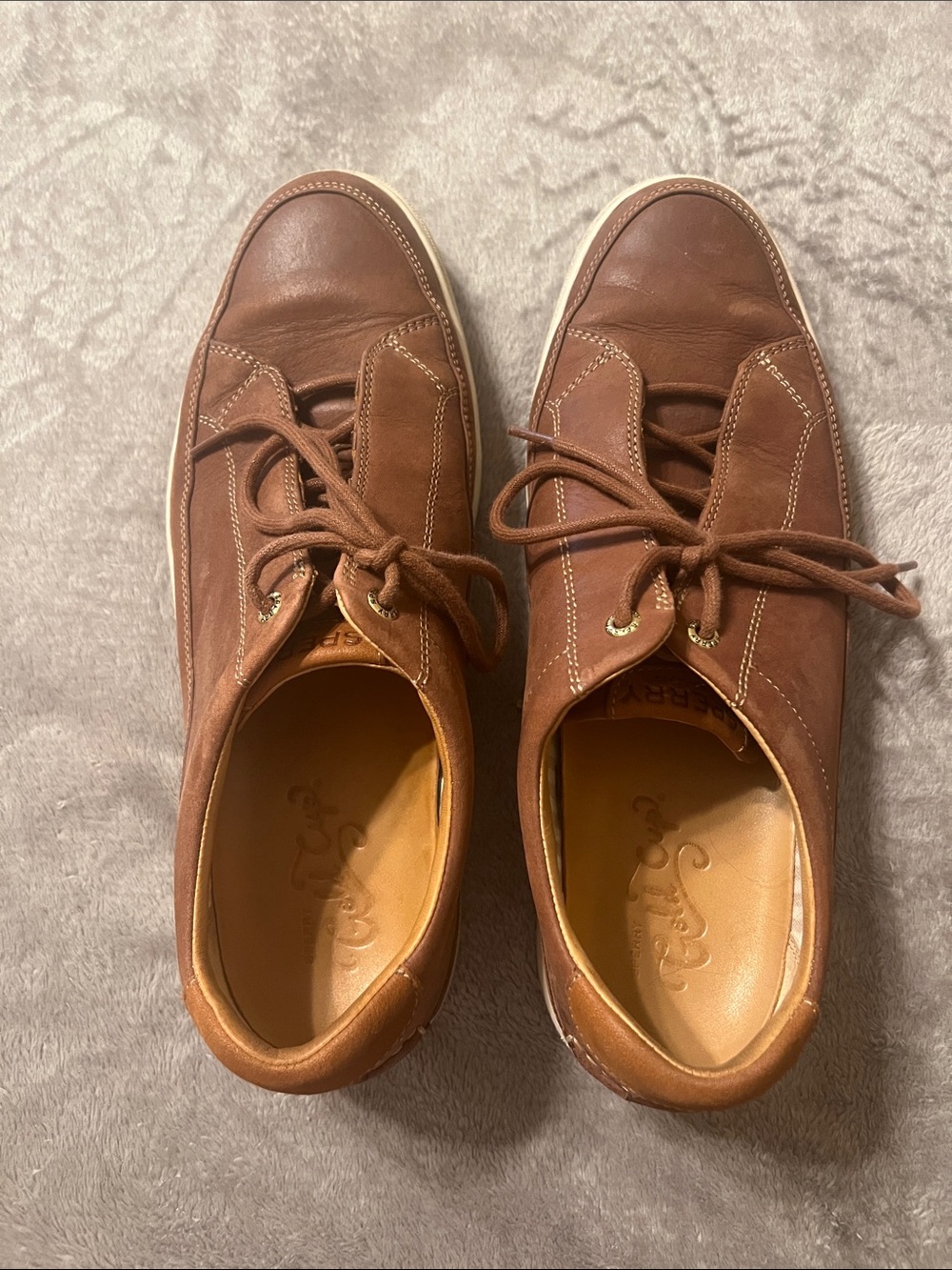 Sperry Gold Cup Topsider Tan/Brown Leather Casual Lace-Up Slip-On Sneakers